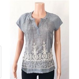 Embroidered blue tunic shirt